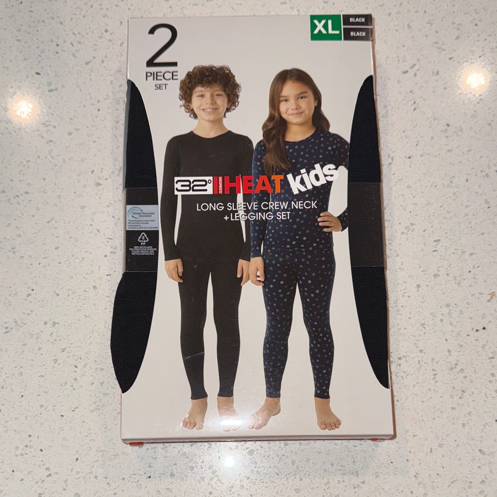 32 Degrees Kids Black and Patterned Long Sleeve Set